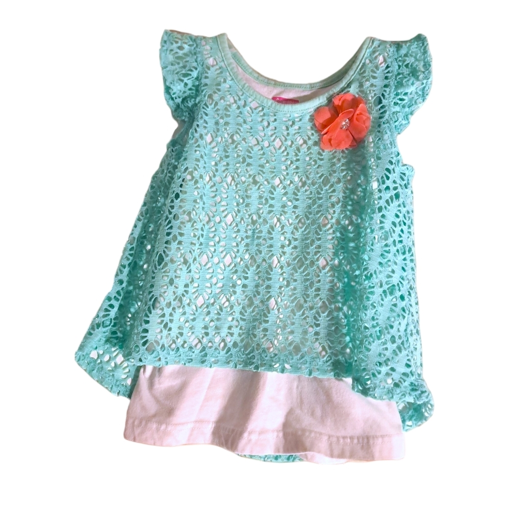 3t crocheted top with flower accent built-in white undershirt *MUST BE BUNDLED